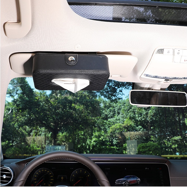 【Large】Tempat Tisu Mobil / Kotak Tissue Kulit Mobil Gantung Car Visor Box Mewah Estetik Hiasan Universal