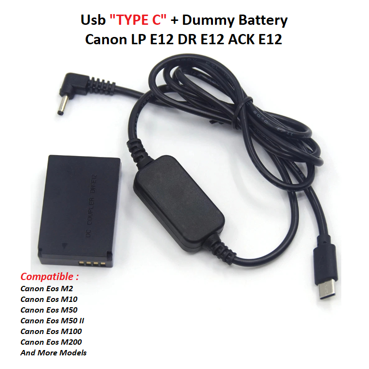 DC Coupler Dummy Battery TYPE C LP E12 DR E12 ACK E12 for Canon