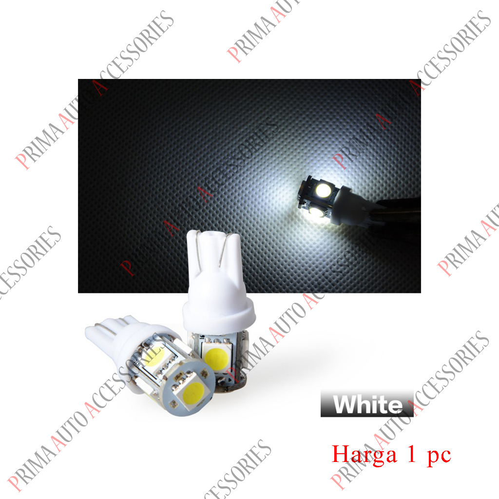 Lampu Senja LED T10 5050 5 LED 12V (1 Set) Non Strobo