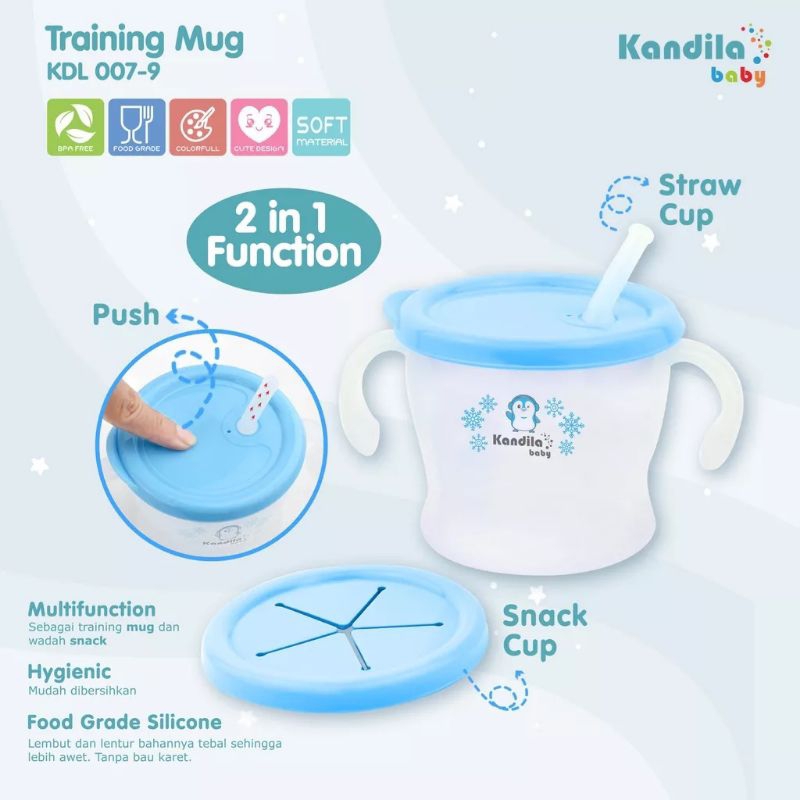 Kandila Baby Training Mug Container Snack dan Gelas Sedotan 300ml KDL 007-9 (gelas belajar minum)