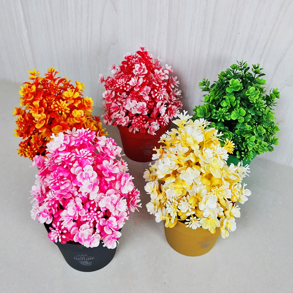 AND / COD / Bunga Hias Plastik Dekorasi Rumah Pot Bunga Hias Mini Import Tanaman Hias Palsu Artificial Flowers PBP143