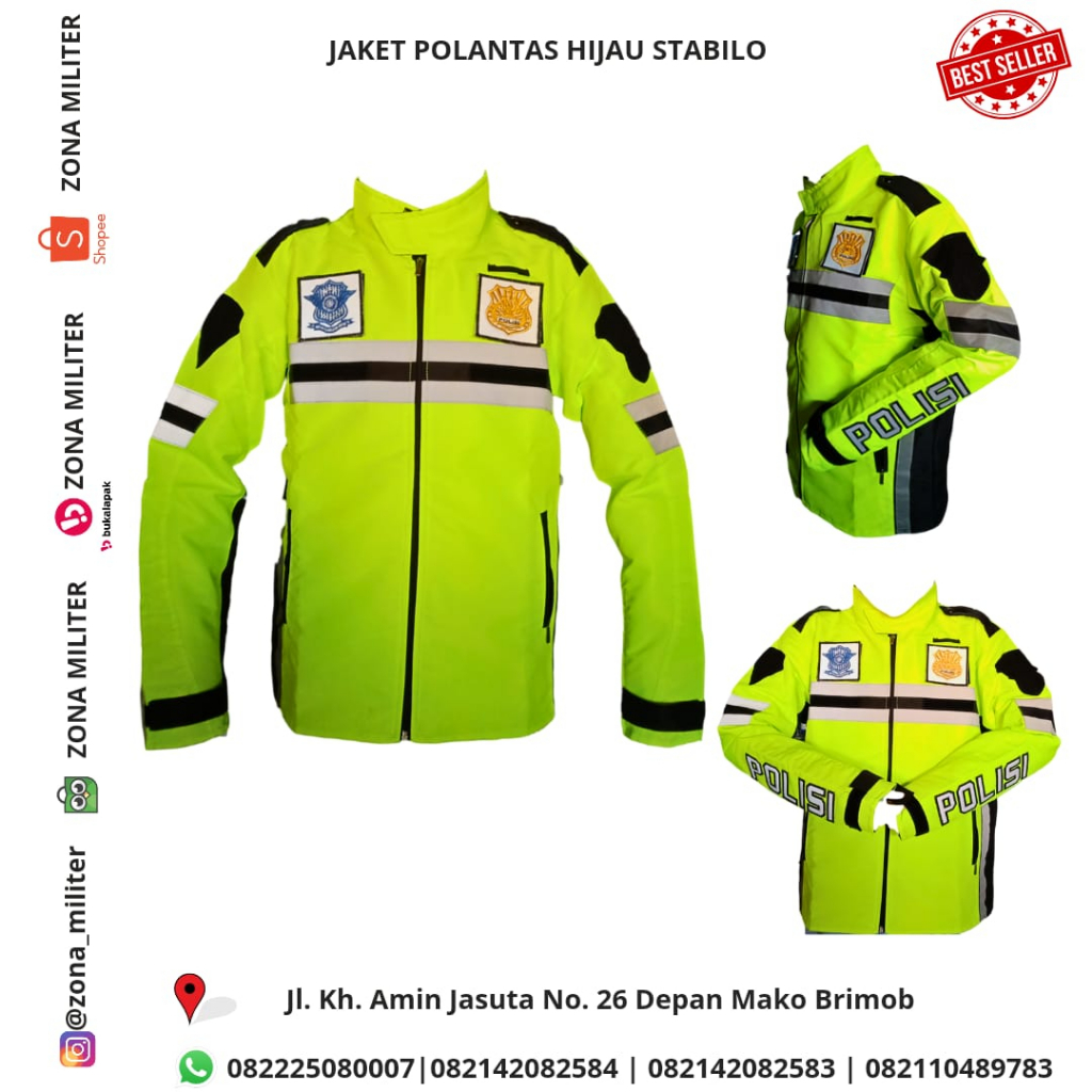 jaket polisi terbaru warna stabilo - Hijau Stabilo bisa cod