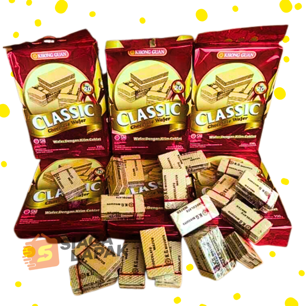 Wafer Classic Coklat 350gr Khong Guan Wafers Chocolate