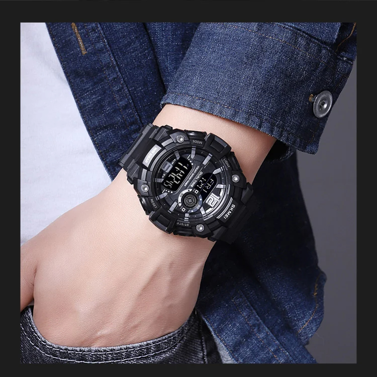 Jam Tangan Pria Digital Sport Watch Chrono Alarm Waterproof Jam Digital Premium Desain Efisien Anti Air