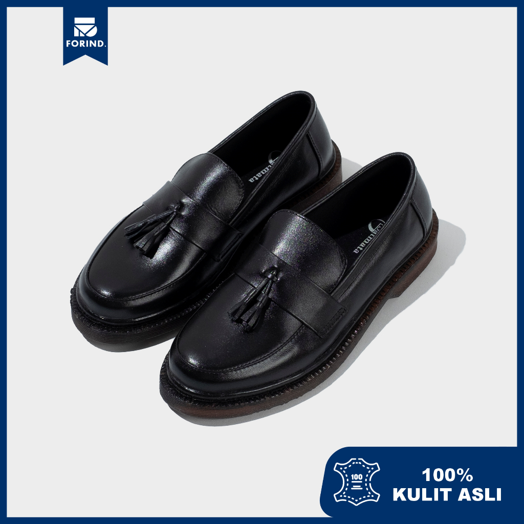 Naruna Black | Sepatu Casual Kulit Asli Formal Pantopel Chunky Ori Sporty Pria Cowok Footwear | Satmata FORIND