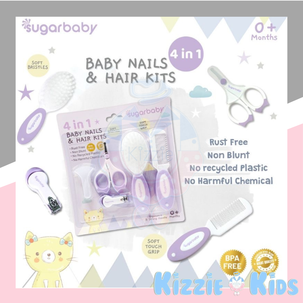 Sugar Baby 4 in 1 Baby Nails &amp; Hair Kits / Sisir&amp;Gunting kuku Set/Grooming Set/Sisir Bayi/Gunting Kuku Bayi