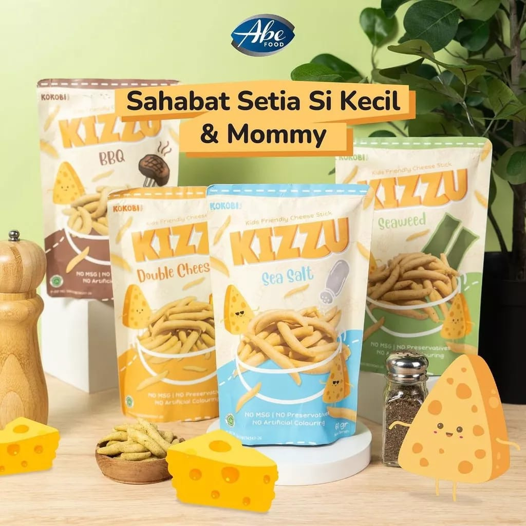 ABE FOOD KOKOBI KIZZU CHEESE STICK CEMILAN ANAK 60GR | HEALTHY SNACK NON MSG