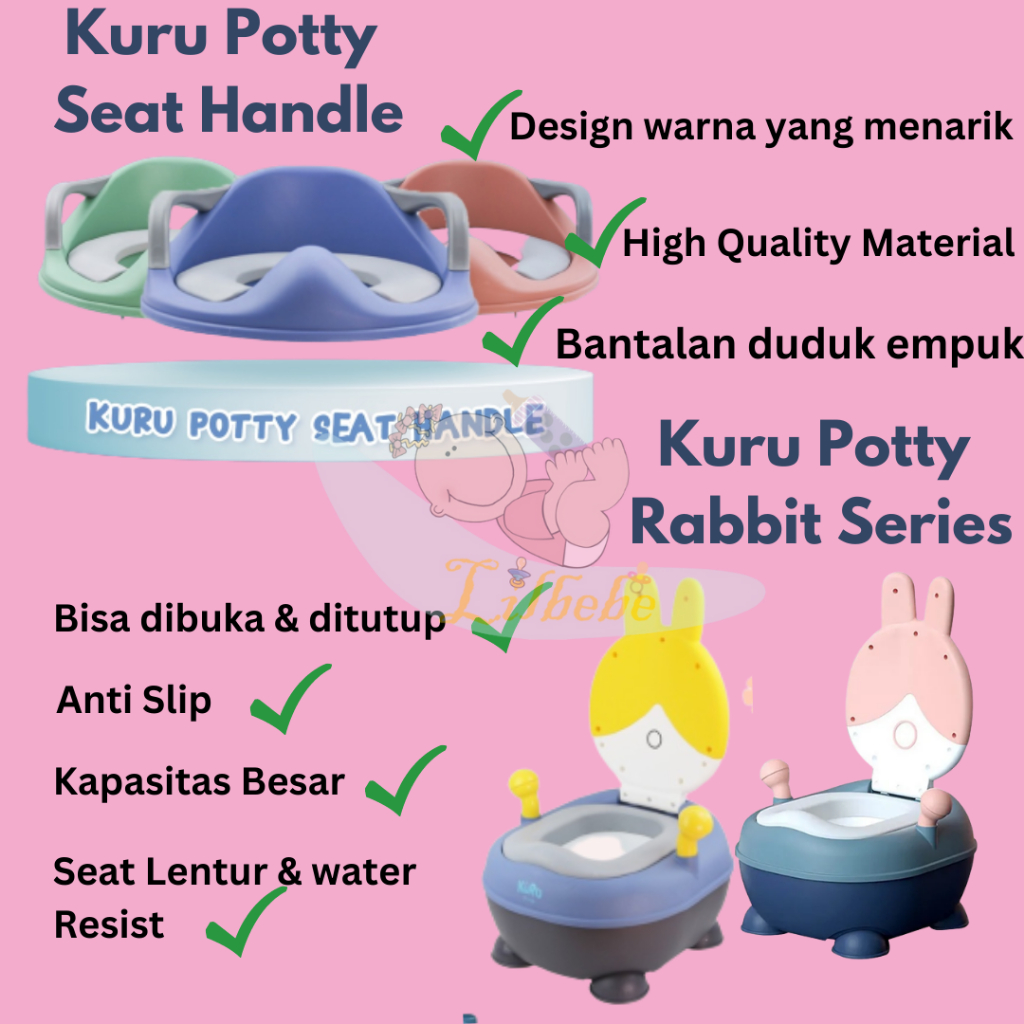 Kuru Baby Potty Training Seat with Handle - Alas Duduk Toilet Anak || Kuru Baby Rabbit Seat Potty Training Rabbit Series 8921 - Pispot Anak Bayi Duduk Kelinci