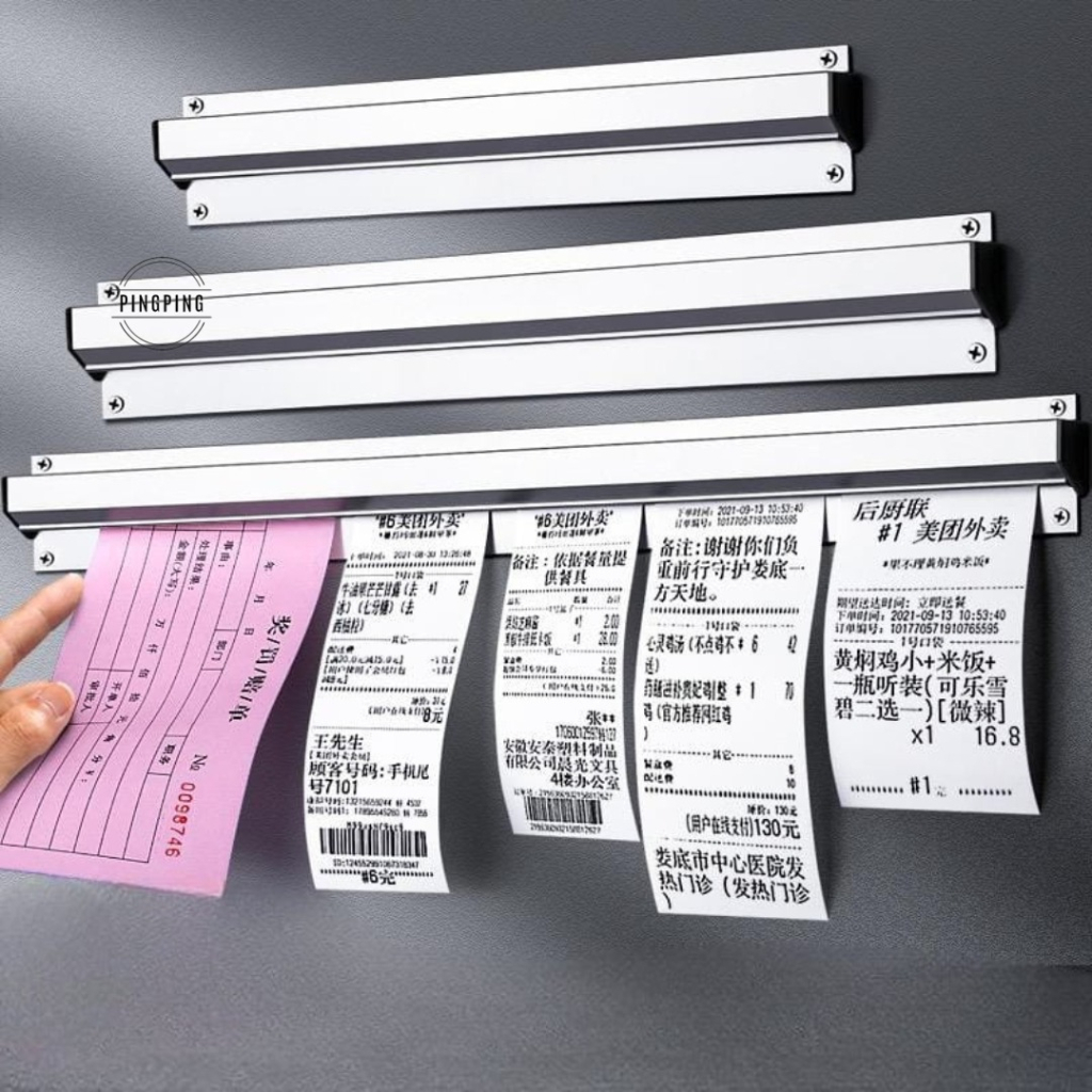 

Bill Holder/ Receipt Holder/ Capitan Nota Stainless/Bill Holder/ Receipt Holder/ Capitan Nota Stainless 45x6 cm/60*6cm/90*6cm/Penjepit Kertas Bon Bill Tab Grabber Aluminum Bill Holder Restaurant Getra Cafe
