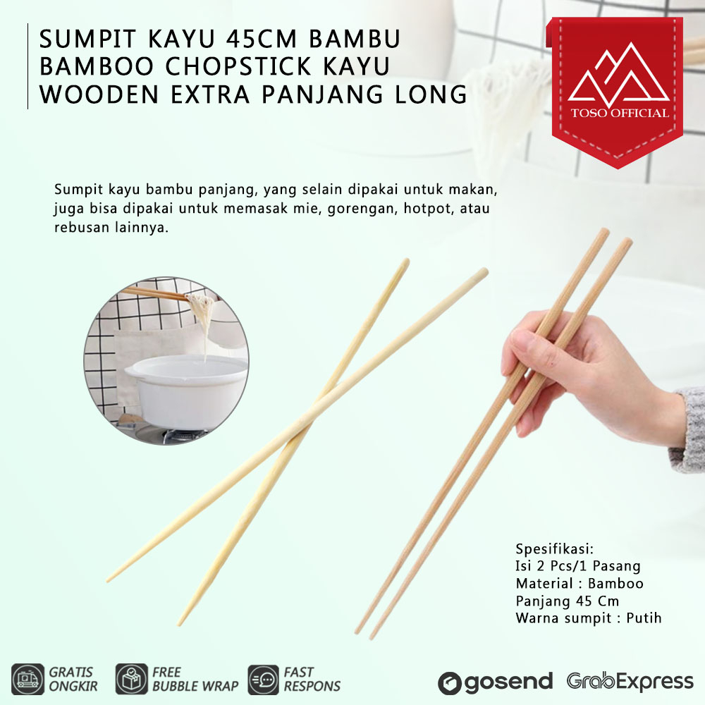 SUMPIT KAYU 45CM BAMBU BAMBOO CHOPSTICK KAYU WOODEN EXTRA PANJANG LONG