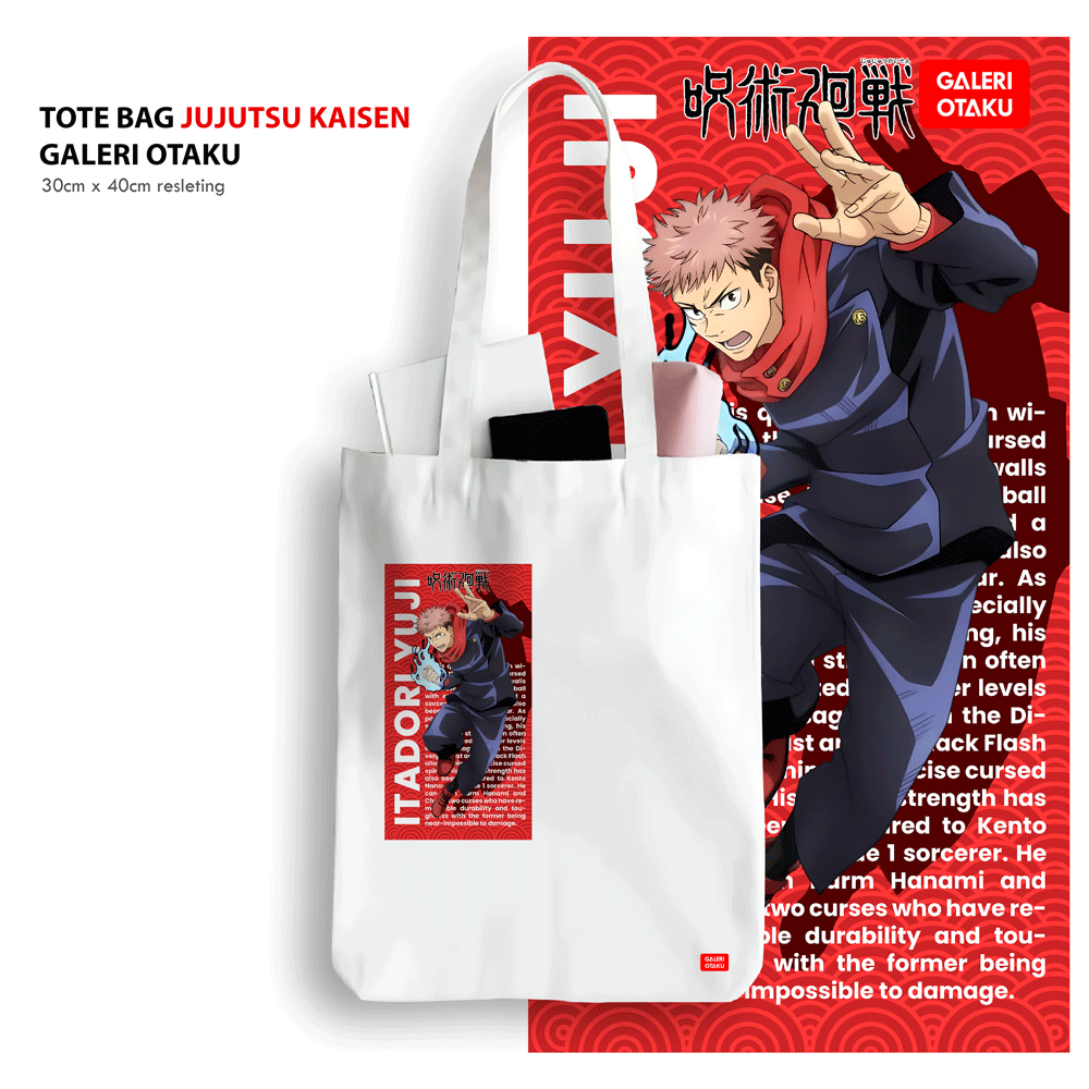 Galeri Otaku Totebag Kanvas Terbaru! Jujutsu Kaisen Gojo Satoru/ Yuji Itadori Special Edition