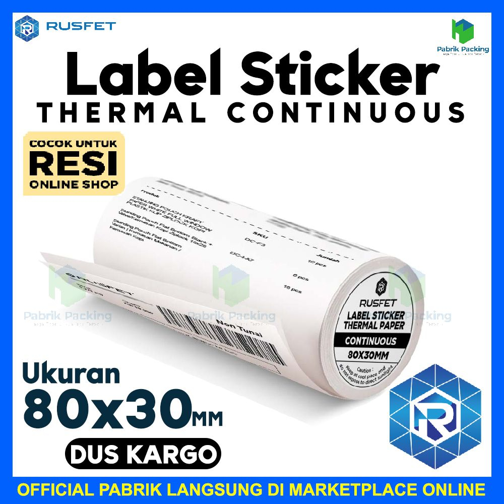 

Label sticker stiker thermal continuous rusfet lebel 80x30 dus kargo