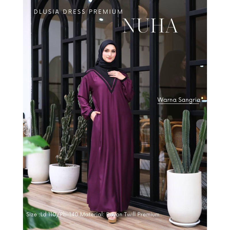 Daster Arab Dlusia NUHA Maxi Dress Premium Gamis Twill