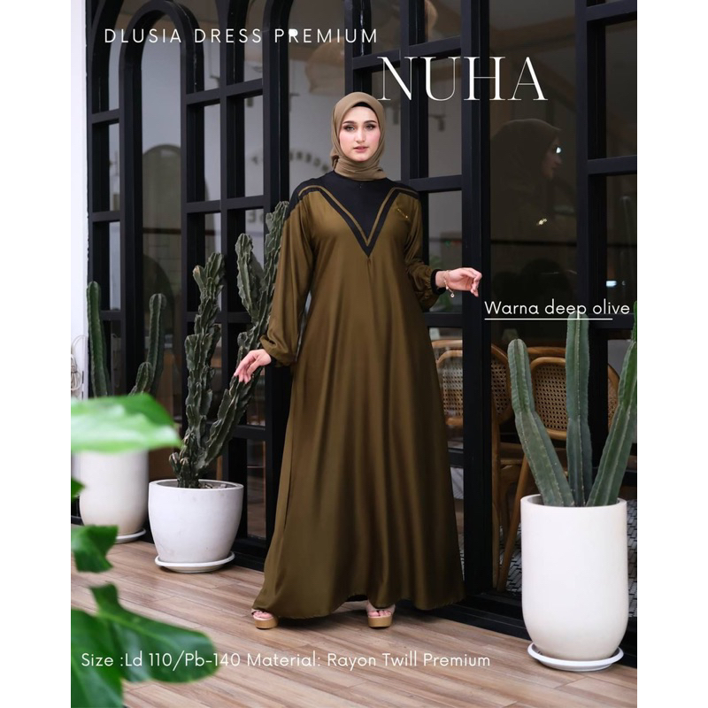 Daster Arab Dlusia NUHA Maxi Dress Premium Gamis Twill