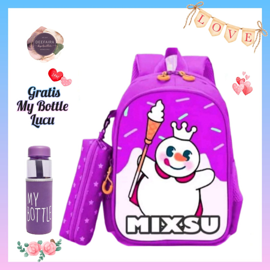 Tas Ransel Anak Perempuan Terlaris Model Sue mixx Gratis Botol Minum Untuk Tk Dan Sd