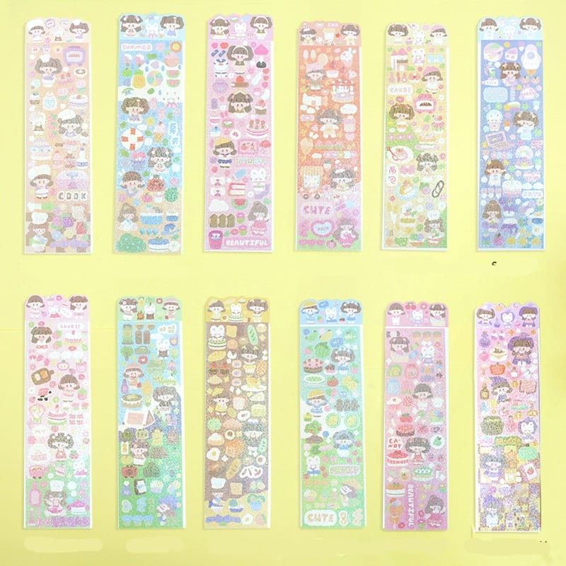 

Cute Girl Activity Hologram Diary Deco Stickers