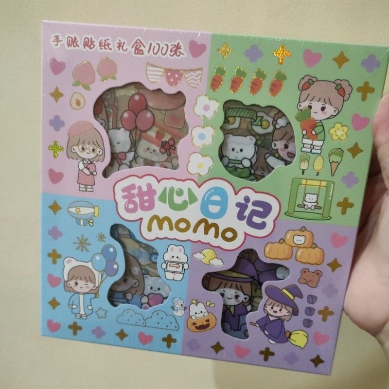 

Stiker Sticker Korea LABUBU MOMO Tea Time Set 100 lembar Box