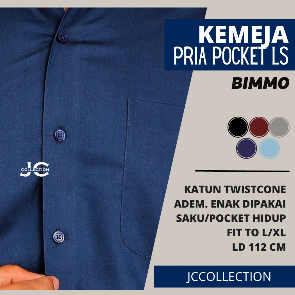 Kemeja Pria Lengan Panjang Bimmo / Kemeja Lengan Panjang V Neck Cowok JCCollections