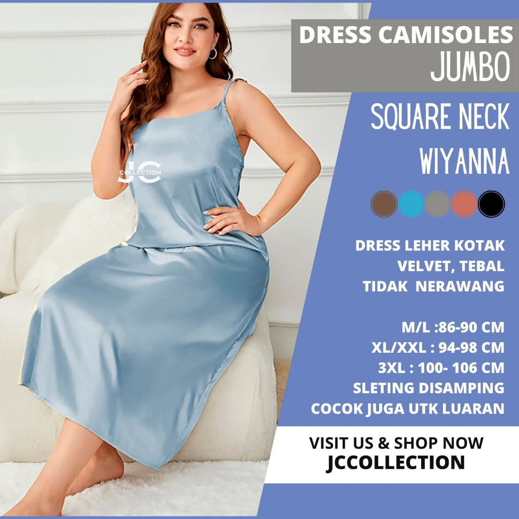 Tanktop Jumbo / Long Dress Camisoles Jumbo sexy Saten  Tali kecil Wanita Gaya Korea  Wiyanna JCCollections