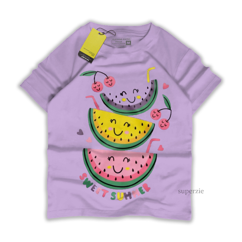 RGkids Kaos Anak Perempuan 4-12 Tahun Semangka Sweet Summer Ungu