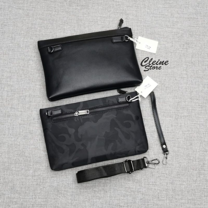 Handbag Clutch Pria Tumi Leather Black Camo