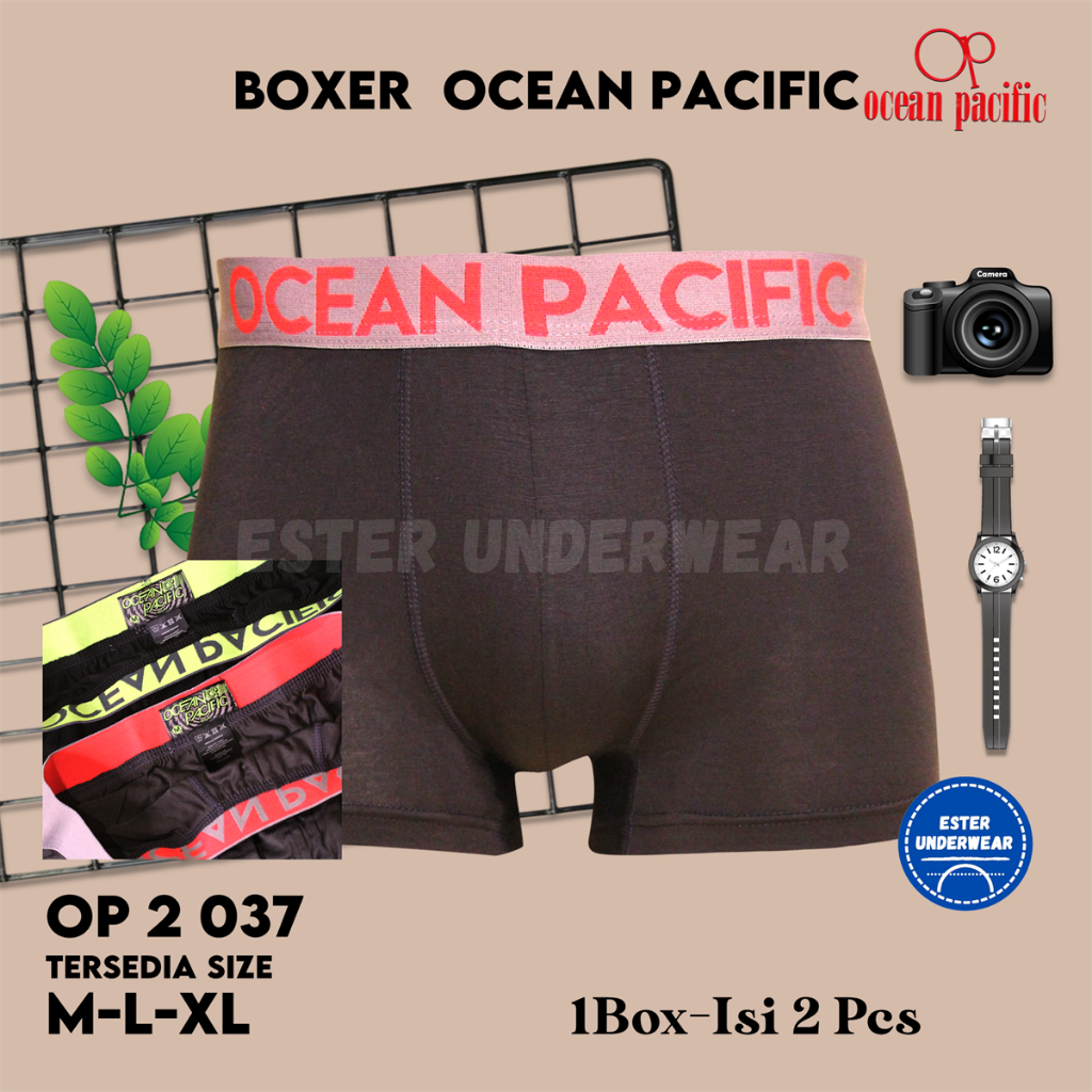 Celana Boxer Ocean Pacific OP 62UM2 037 ISI 2 Pcs bahan Modal Spandex