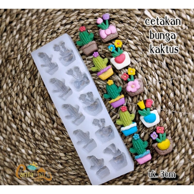CETAKAN COKLAT BUNGA KAKTUS 10LUBANG