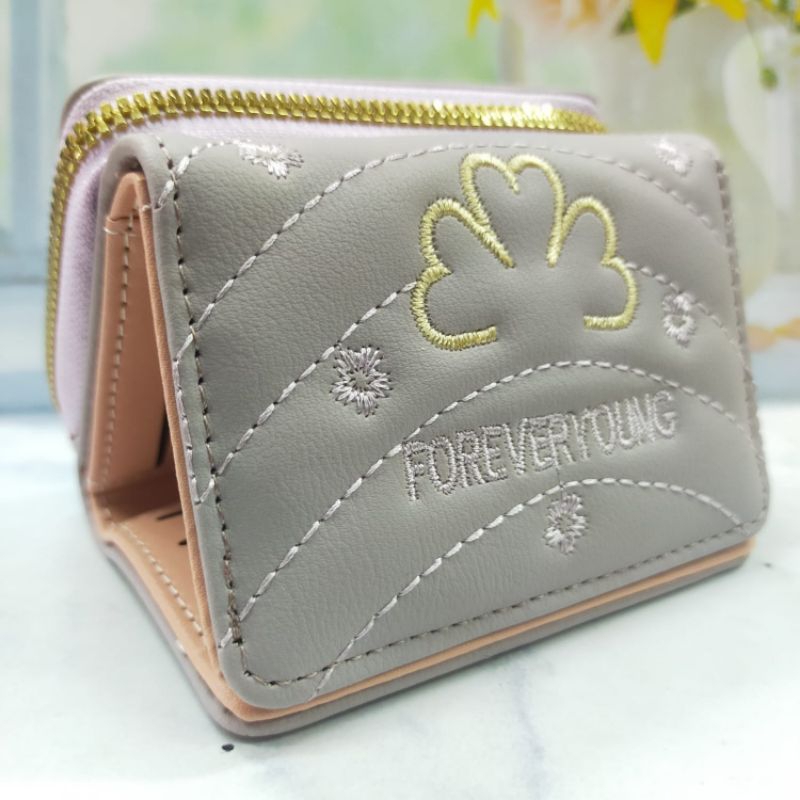 COD DOMPET WANITA MINI LIPAT 3 KOIN KARTU RESLETING DOMPET KECIL WANITA FOREVER YOUNG