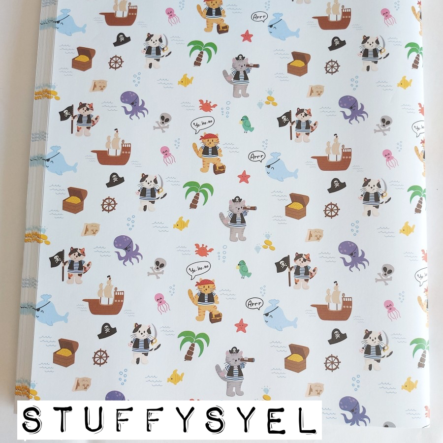 

Kertas Kado Sansan Wawa Motif KUCING BAJAK LAUT Wraping paper sampul buku