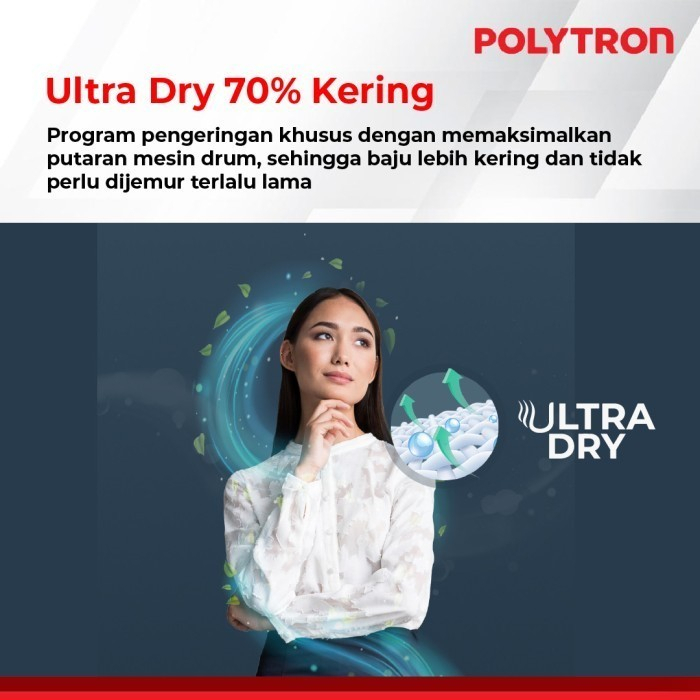 POLYTRON PAW 1029Y / PAW1029 Mesin Cuci 1 Tabung Zeromatic Laguna series Hijab 10 KG