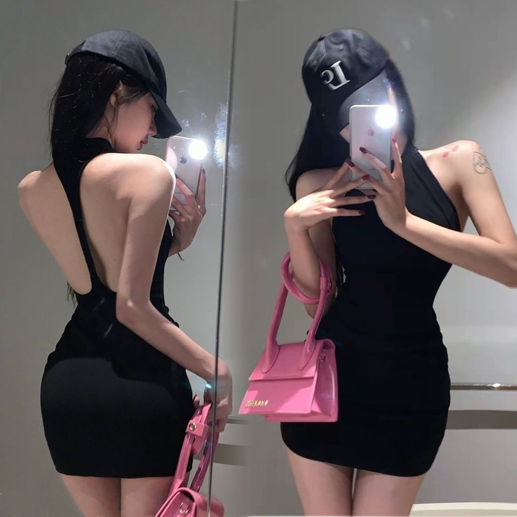 Sexy Dress Wanita Gaun Mini Seksi Hitam Korean Manis Sweet Back 1306T