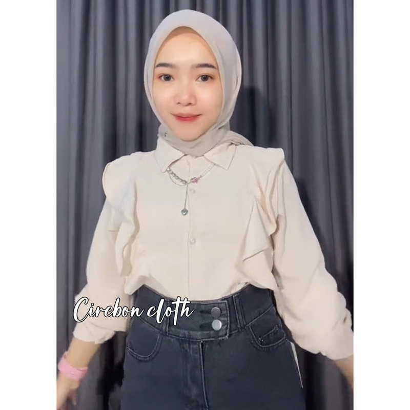 POPPY BLOUSE RUFFLE - Cirebon Cloth | KEMEJA CRINKLE | BLOUSE RUFFLE | KEMEJA WANITA