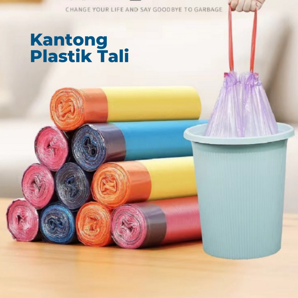 Kantong Plastik Sampah Roll Ukuran 45x50Cm Dengan Tali Pengikat Isi 15 Lembar / Tas Kresek Sampah Dapur Gulung Serbaguna Sekali Pakai / Disposable Garbage Bags Cocok digunakan di dapur toilet kantor kamar