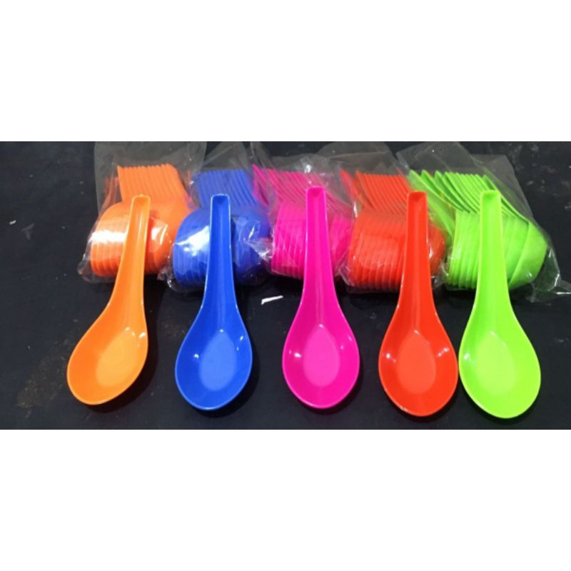 1 Lusin Sendok Bebek Melamin Warna / Sendok Sup Plastik Lucky Point 107