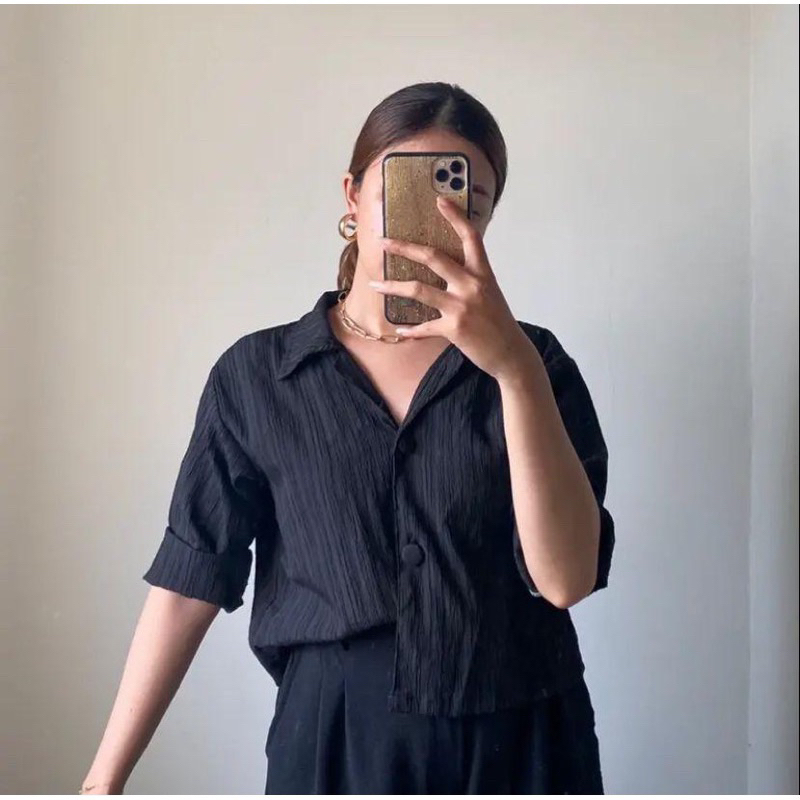 Soya Shirt - Kemeja Wanita Lady Crush Oversize - Blouse Wanita Korean Style - Baju Wanita Dewasa Lengan 7/8 - Atasan Wanita Oversized - Pakaian Wanita Terbaru