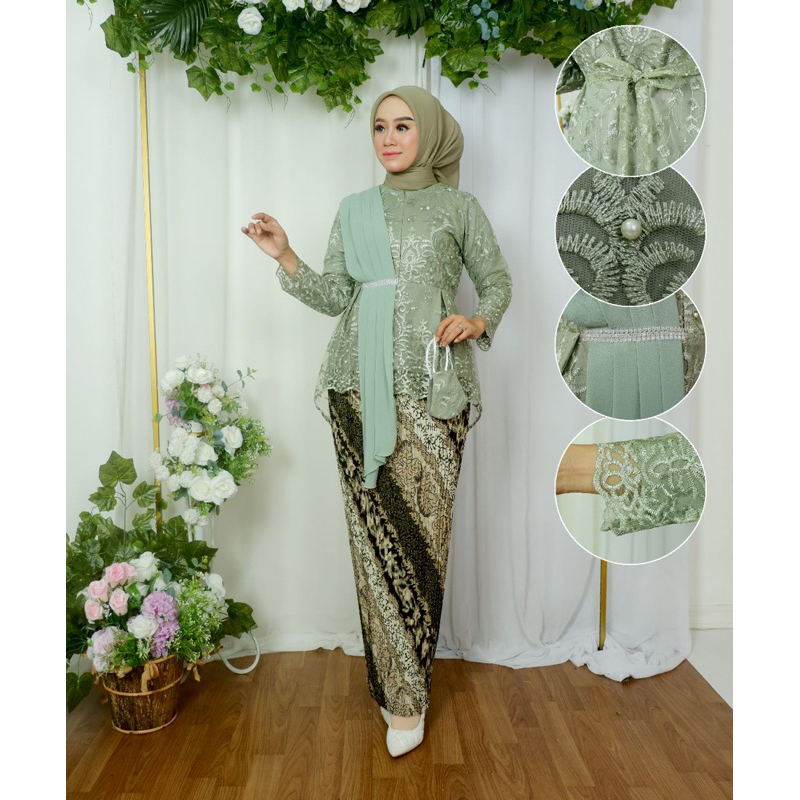 Tunik kebaya aurora selendang brokat modern | Kebaya modern | Baju outfit kekinian modis dan cantik