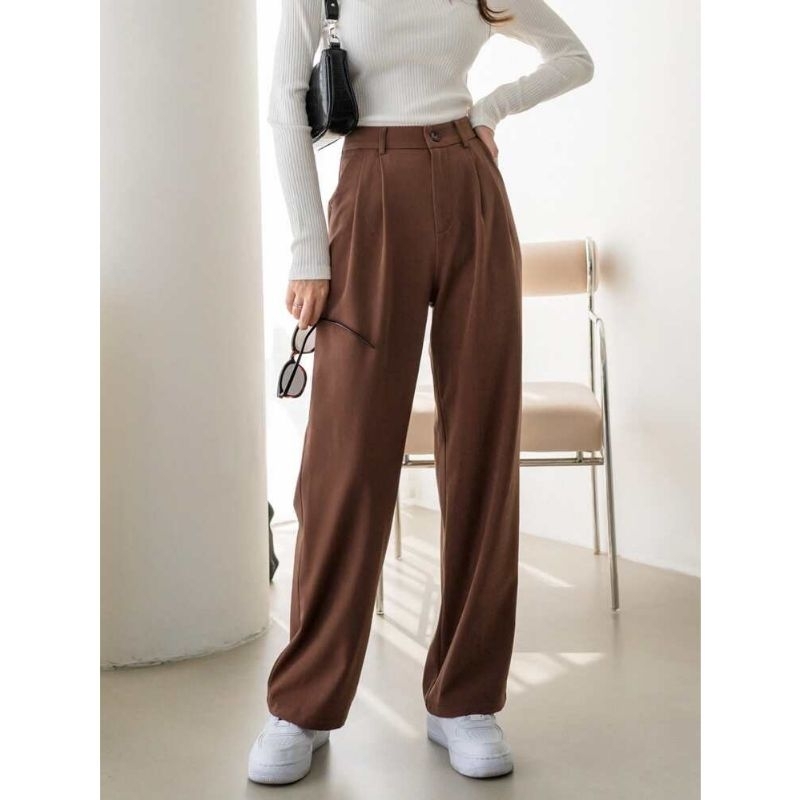 CELANA KULOT WANITA  HIGHWAIST LOSSE PANTS TROUSER //CELANA ANTI KUSUT WANITA