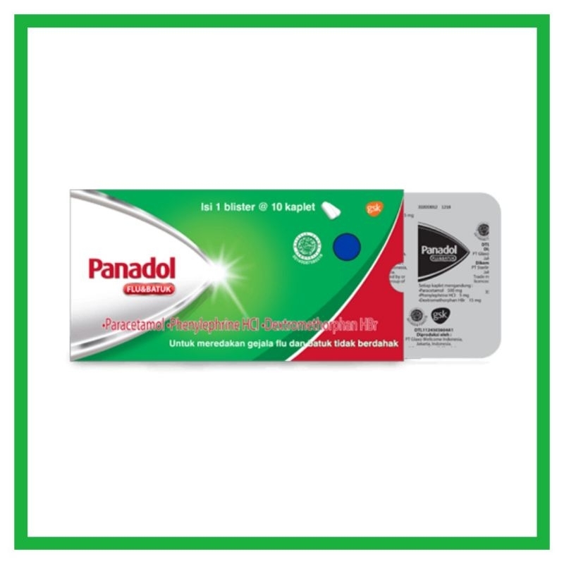 Panadol Hijau Flu dan Batuk 1 BLISTER @ 10 Kaplet