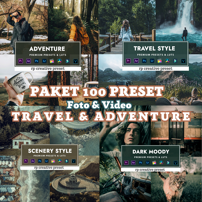 Paket 100 Preset Travel Adventure Foto dan Video