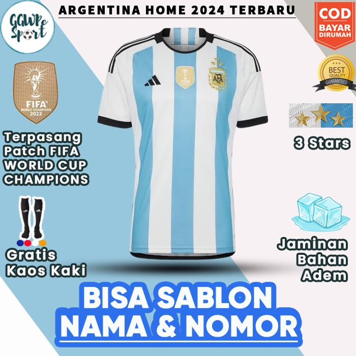 JERSEY ARGENTINA 3 STAR 2023 HOME FULL PATCH TERBARU KUALITAS JAMINAN TERBAIK