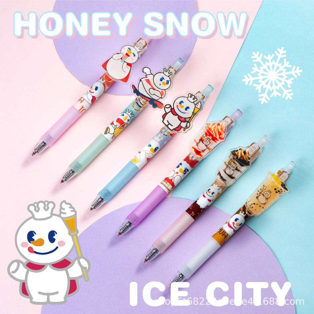 

WW 348 Pulpen Model Boneka Mixue Ballpoint Gel Mixue Varian snowking Pulpen Hitam Mixue