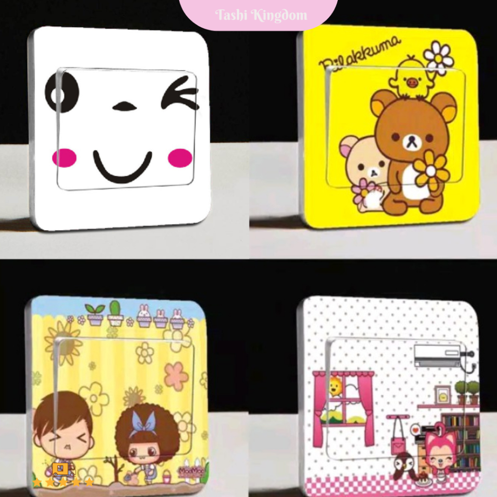 Stiker saklar karakter lucu stiker tombol lampu stiker dekorasi rumah Stiker tombol saklar dekorasi 