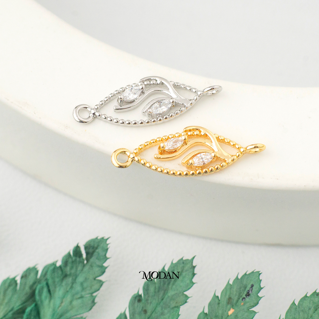 Modan -  Connector Minimalist Nature Leaf Premium Gold Filled / White Gold FIlled Konektor Liontin S