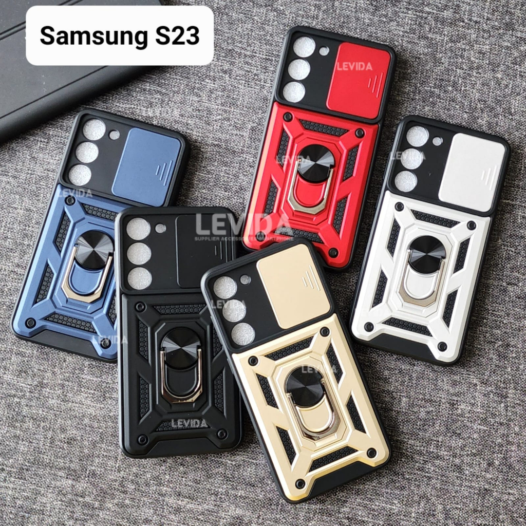 Samsung S23 Samsung S23 Plus Samsung S23 Ultra Case Robot Slide Kamera Protect + Ringstand Samsung S