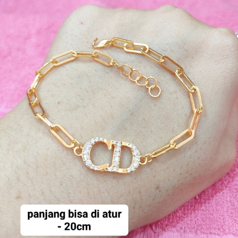GELANG RANTAI PAPERLINE CD PERAK ASLI 925 LAPIS EMAS