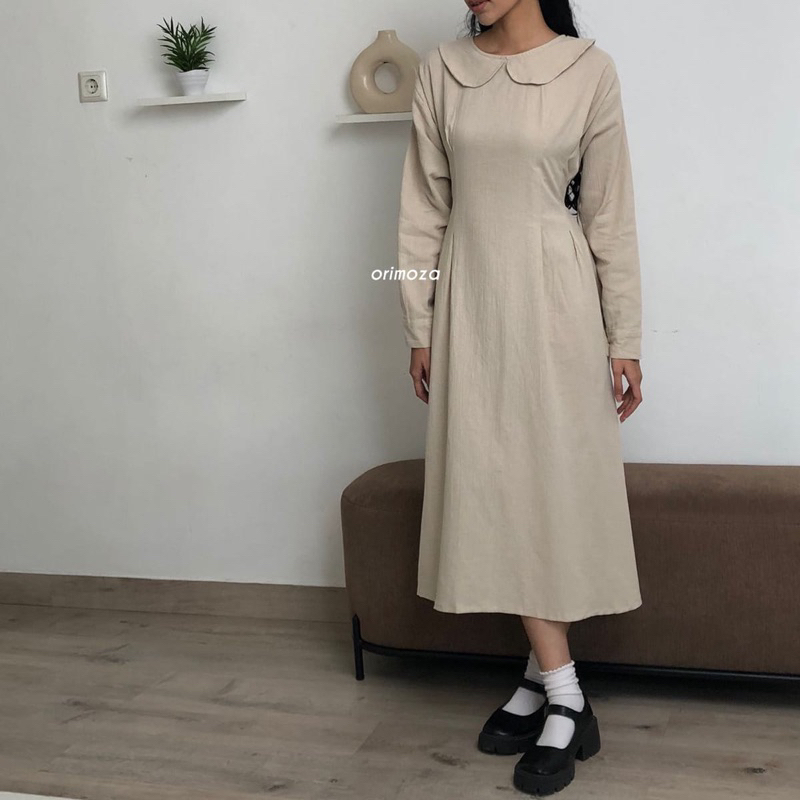 Midi Dress Linen Crinkle Yuna