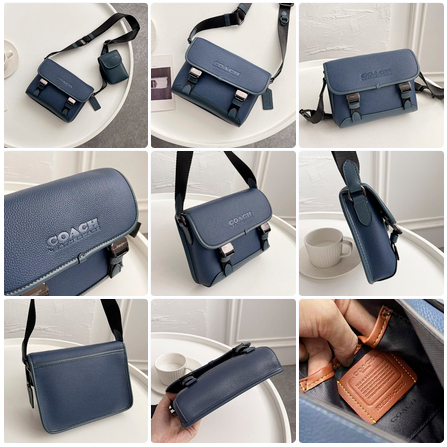 22cm  Coach  5325 8113  leather LEAGUE men's flip bag messenger bag shoulder bag  ycb