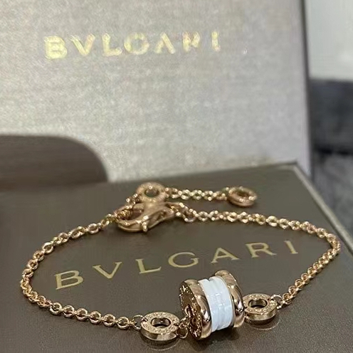 【17K / 750 emas asli / kadar 1.8 gram】B-v-l-g-a*ri B.Zior1 Spring gelang 18k mawar emas hitam dan pu