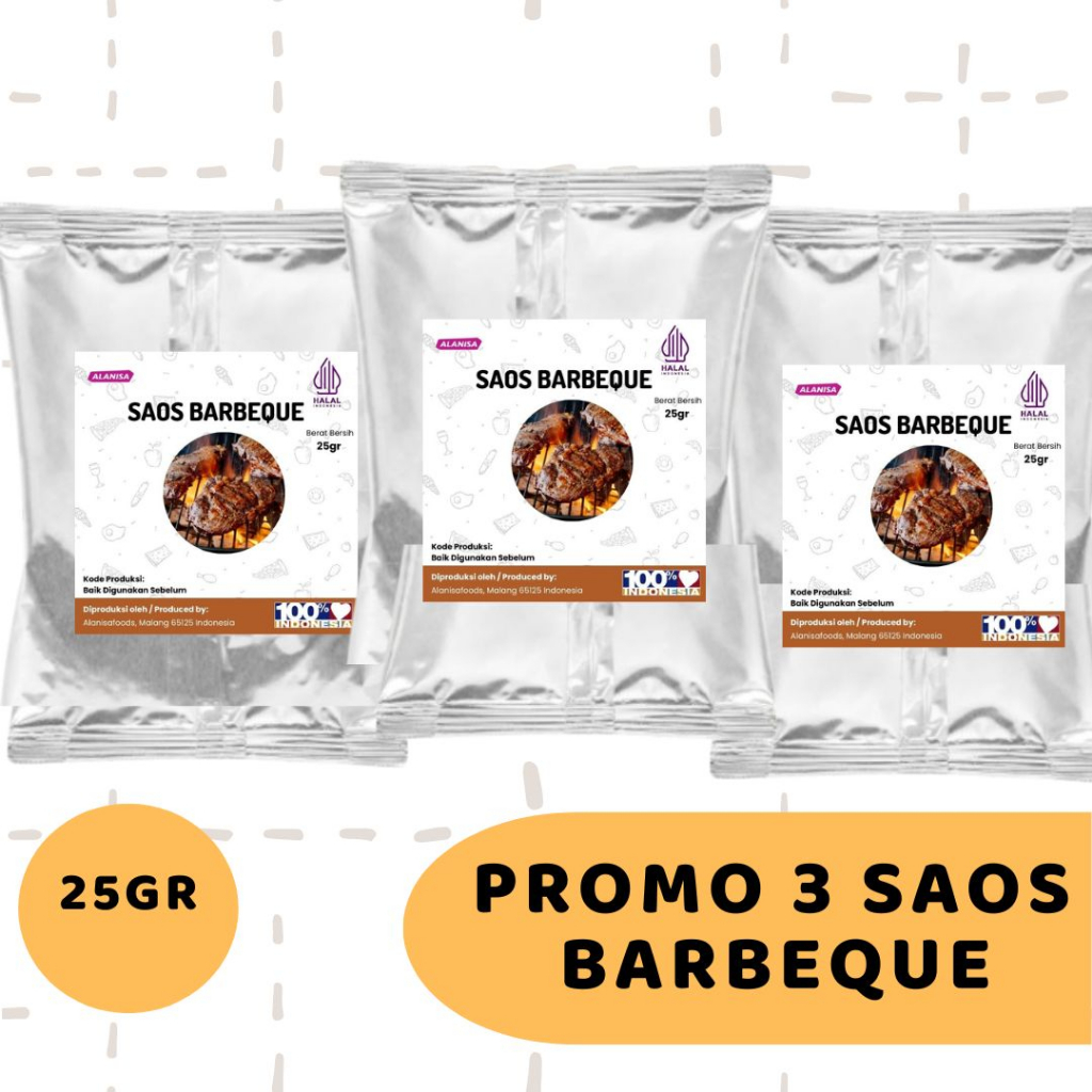 

HEMAT!! 3 SAOS BARBEQUE 25GR HALAL MUI
