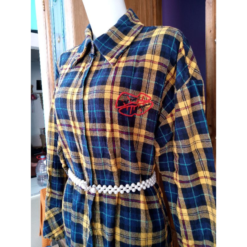 TUNIK FLANEL KOTAK KOREA